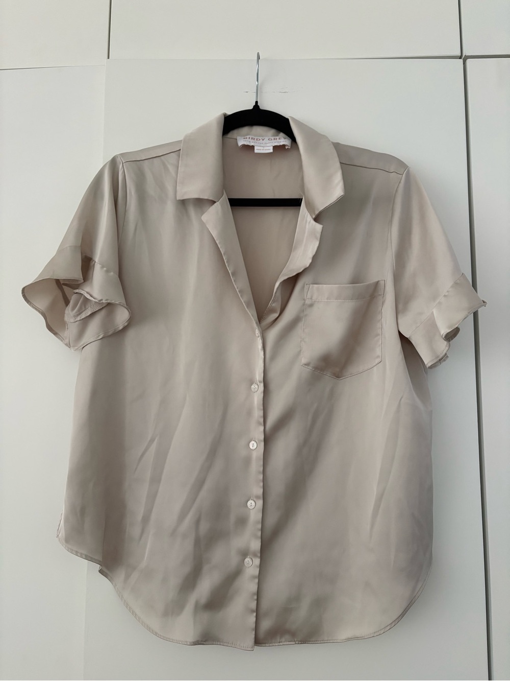 Birdy Grey Short-Sleeve Button-Down Pajama Set in Champagne - Shorts and Top